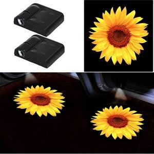 2 New WIRELESS universal LED sunflower cae door courtesy puddle ligh…